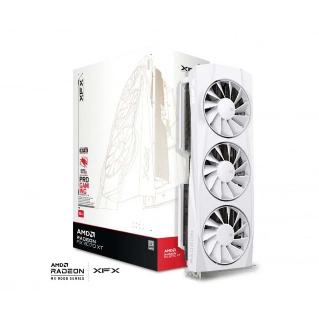 XFX Quicksilver AMD Radeon RX 9070 XT Gaming Edition Graphics Card White