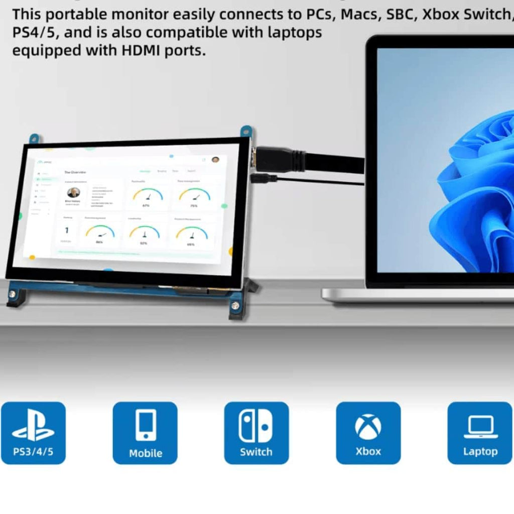 7-inch IPS Touchscreen HDMI Monitor 1024x600 Secondary Display Portable